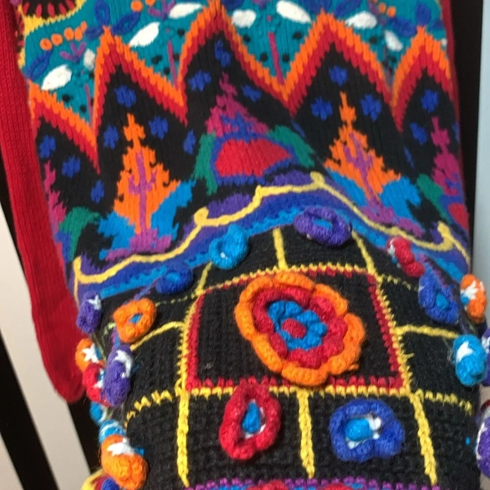 Vintage 90s 3D Knit & Crochet Floral & Hearts Fun Sweater Woman’s Large XL - Picture 16 of 17